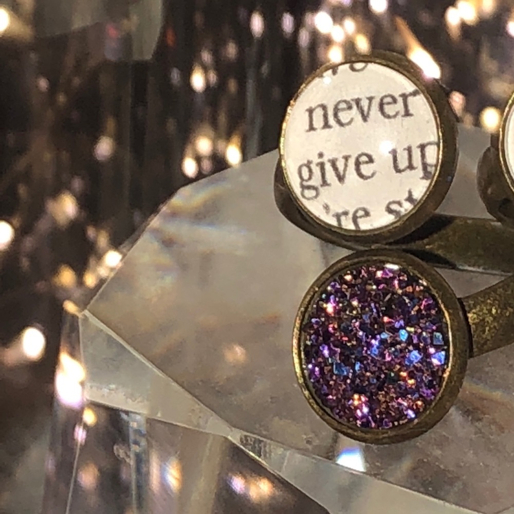 Never Give Up Druzy Double Dot Ring